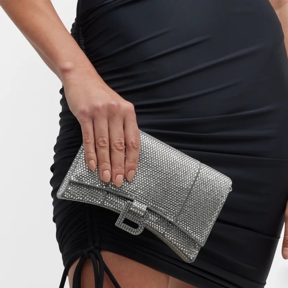 RARE Balenciaga rhinestone crystal diamond stud hourglass chain crossbody purse - Picture 13 of 17